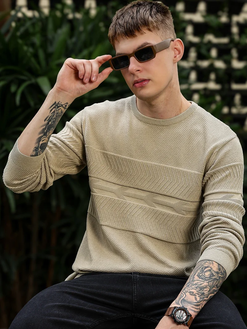 Maniac Maniac Mens Printed M Round Neck Raglan Half Sleeve Brown and White Cotton Tshirt